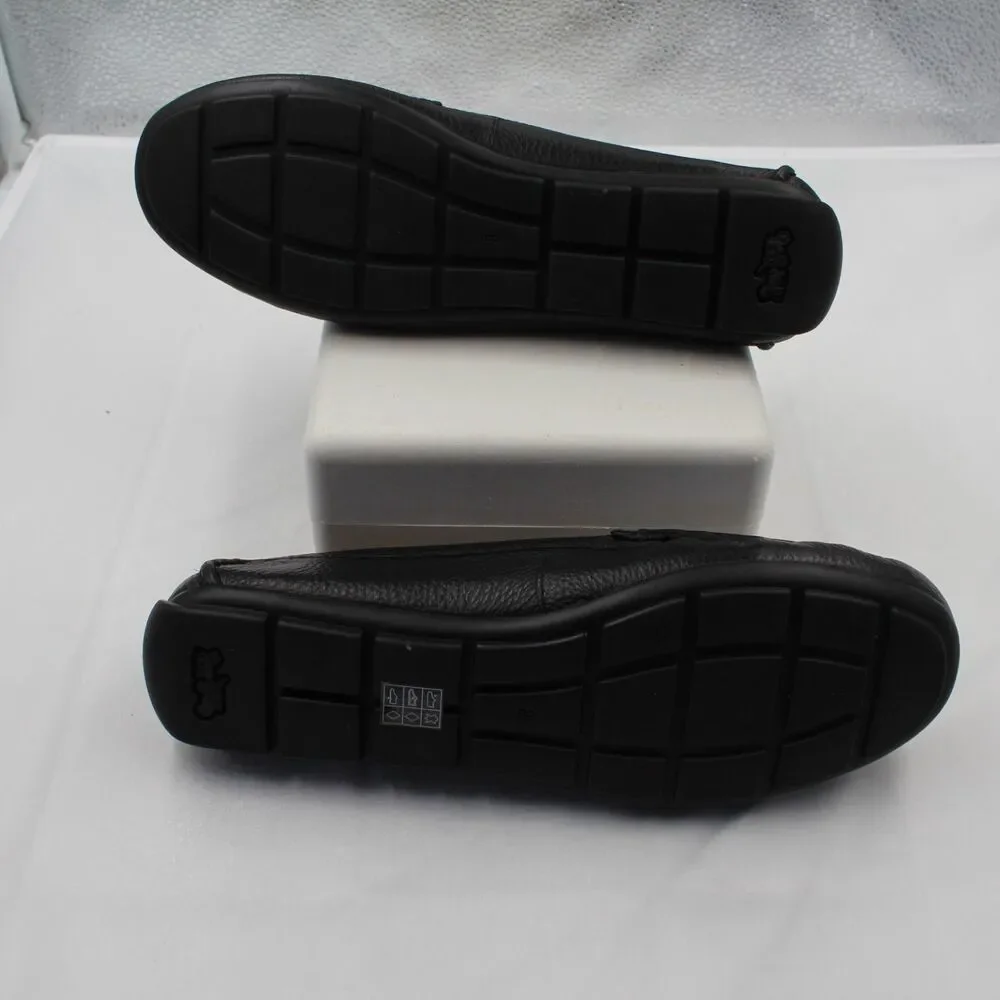 COACH Marley Driver Loafers Women Size 8 Black Pebbled Leather Flats